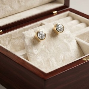 Boucles d'oreilles solitaires en or massif 10K 14K 18K avec diamant de laboratoire rond de couleur DEF, clarté VS VVS, serti clos, certifiées IGI, vente en gros - Product Image 6