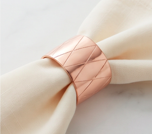 Anneaux de serviette en métal or rose, motif diamant rond, parfaits pour la décoration de table de mariage - Product Image 4