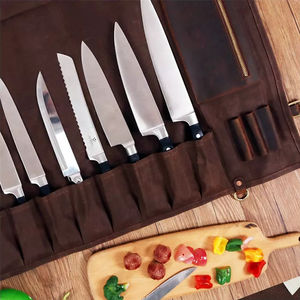 Bolsa Organizadora de Cuchillos de Chef de Lona y Cuero, Estuche de Herramientas de Viaje para Almacenamiento Profesional en la Cocina LCKR-0022 - Product Image 3