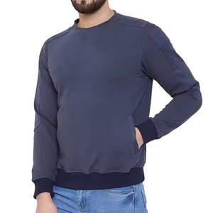 เสื้อสเวตเชิ้ตคอกลมสีน้ำเงินสเลทบลูสำหรับผู้ชาย แขนยาว สวมใส่สบายๆ เหมาะสำหรับฤดูใบไม้ร่วงและฤดูหนาว - Product Image 1