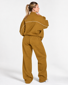Wholesale <b>Women</b> Contrastline Zip <b>Jacket</b> Tracksuit Set Casual Two Piece Outfit Relaxed Fit Wide Leg Pants Matching Clothing - Product Image 2