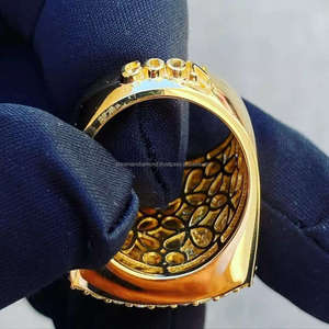 Trendy Luxury Hip Hop <b>Iced</b> Moissanite Diamond 925 Silver Gold Plated Rapper Jewelry Custom Initial Letter Championship <b>Ring</b> Gift - Product Image 3