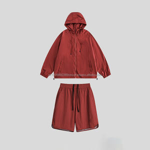 ชุดกีฬาผ้าไนลอนระบายอากาศน้ำหนักเบากันน้ำกางเกงขาสั้นมีฮู้ดแบบยืดหยุ่นมีซิปสั้น - Product Image 4