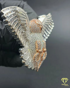 Pendentif Aigle Iced Out avec accents en argent 925, breloque oiseau de luxe en moissanite style Hip Hop pour hommes, bijoux en moissanite de qualité supérieure - Product Image 3