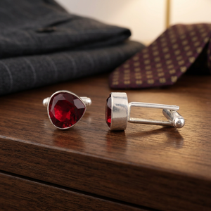 Designer Handcrafted Pink Rubellite Gemstone <b>Cufflinks</b> <b>Set</b> in 925 Sterling Silver Handmade Unisex Jewelry Elegant Formal Wear - Product Image 3