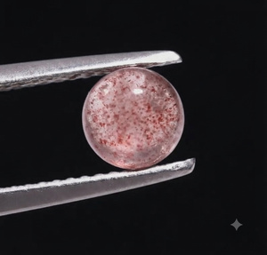 Pierre précieuse naturelle rose fraise de qualité AAA, forme ronde, cabochon à dos plat, pour la fabrication de bijoux - Product Image 2