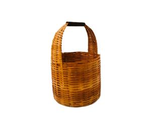 Panier tissé vintage artisanal du Vietnam avec poignée en bambou et rotin, panier de rangement de style mi-siècle, fournisseur et fabricant - Product Image 1
