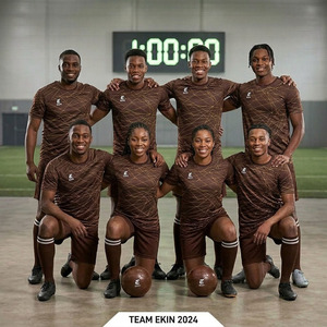 Ensemble de maillot de football pour homme Ekin, imprimé géométrique marron, manches courtes, tissu respirant, uniforme de football pour adulte, toutes saisons - Product Image 4