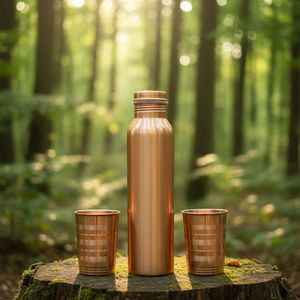 Bouteille d'eau en cuivre de qualité supérieure avec motifs floraux, finition anti-fuite, idéale pour l'hôtel, la maison, la cuisine et les voyages quotidiens - Product Image 6