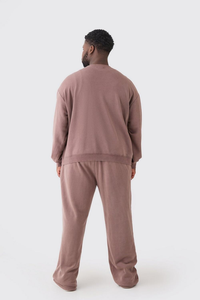 Custom Men’s Dusty Pink Tracksuit <b>Set</b> Sweatshirt <b>Jogger</b> Pants Matching Streetwear Casual Two Piece Sportswear - Product Image 2