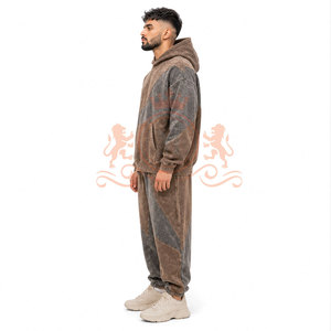 Ensemble de pantalon et sweat à capuche délavé style streetwear confortable en coton doux, tenue assortie pour un style de vie actif au quotidien - Product Image 2