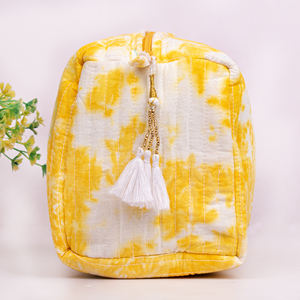 Wholesale Unique Printed Cosmetic Set Custom Cotton Makeup <b>Bag</b> Case Quilted <b>Travel</b> <b>Toiletry</b> Pouch Zipper Closer Washable Storage - Product Image 4