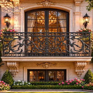 Decorative Traditional Wrought Iron Balustrade Metal Handrail <b>Railings</b> Farmhouse Outdoor Villa Balcony Porch Residential - Product Image 1