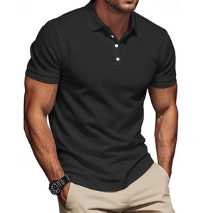 Camisa de Golf para Hombre, Polos Casuales de Trabajo, Manga Corta, Estampado Moderno Básico, Botones, Verano, Corte Regular, Lona Transpirable - Product Image 2