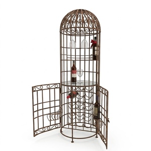 Moderno Estante para Vino de Hierro Forjado con Estantes Ajustables, Diseño de Panel Metálico para Mesa, Capacidad para 20-29 Botellas, Decorativo - Product Image 1