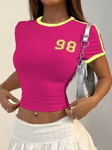 Wholesale High Quality Screen Print <b>Y2k</b> Baby Tee Women Cropped T-<b>shirt</b> Summer Fashion Slim Fit Cotton Short Sleeve T-<b>shirts</b> - Product Image 6