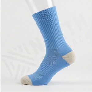 Light Blue Crew <b>Socks</b> Breathable Polyester Spandex <b>Running</b> Athletic Solid Color Adult Summer Sport <b>Socks</b> - Product Image 3