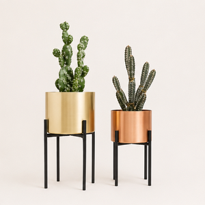 Ensemble de supports de plantes en métal de style moderne du milieu du siècle, fournisseurs d'usine, pots de fleurs décoratifs d'intérieur avec base robuste en fer noir - Product Image 3