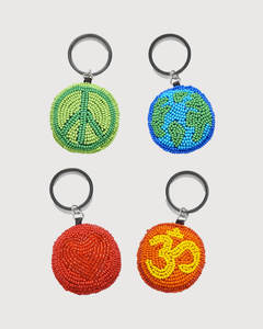 Porte-monnaie en perles de verre tissées à motif circulaire, porte-clés léger en toile, forme ronde - Product Image 6