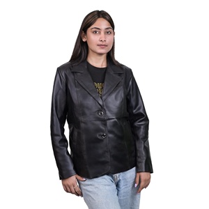 Veste en daim pour femme, style motard, veste de moto, veste noire streetwear à fermeture éclair pour femme - Product Image 1