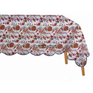Mantel Rectangular de Algodón 100% con Estampado Artesanal y Borde Festoneado, Tamaño Personalizado, Tela Tejida para Banquetes y Bodas - Product Image 5