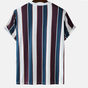 T-shirt Homme Rayé Vertical Tendance 2024 – Décontracté, Manches Courtes, Col Rond, Coton Respirant, Style Streetwear – Vente en Gros - Product Image 2