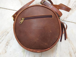 Bolso de piel de vaca occidental de cuero de forma redonda elegante multiusos para mujer Sling monedero - Product Image 3