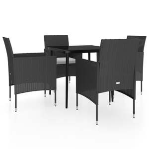 Juego de Comedor de Jardín de 5 Piezas en Ratán Sintético Negro, Experiencia de Comedor al Aire Libre Elegante - Product Image 2