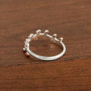 Solid 925 Sterling Silver Band Fine Rings For Women 100% Top Natural Carnelian Gemstone Bohemian Style Pave Setting Fine Jewelry - Product Image 3