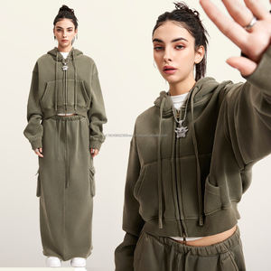 Sweat à capuche en molleton de coton épais et uni de luxe, 400 g/m², à double fermeture éclair, personnalisable - Product Image 3