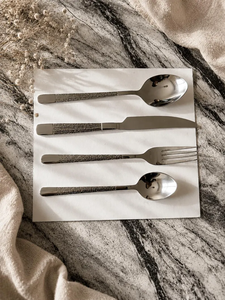 Ensemble de couverts en acier inoxydable poli miroir, couteau, fourchette et cuillère à texture maillée pour hôtel, restaurant, fête - Product Image 6
