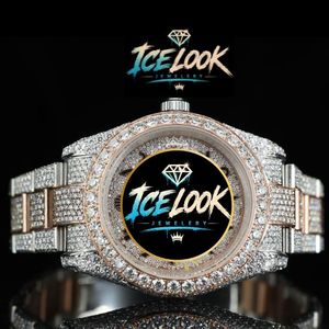 นาฬิกาข้อมือผู้ชาย ICE LOOK หรูหรา ตัวเรือนสแตนเลสประดับเพชรโมอิสซาไนต์ ระบบควอตซ์ แสดงวันที่ สายสแตนเลส - Product Image 5