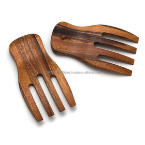Couverts de service de salade en bois au design antique Cuillères et fourchettes à main Meilleur prix pour café et thé pour les fêtes - Product Image 1