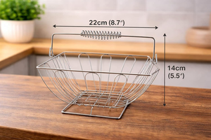 Panier en fil d'acier inoxydable avec poignée, panier de rangement pour fruits et légumes, essentiels de cuisine, rangement pour restaurant, service alimentaire - Product Image 5