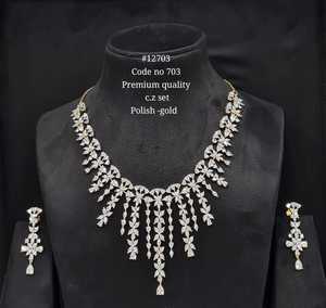 12703Luxury Cubic Zirconia Necklace and Earrings <b>Set</b> Rhodium Plated Flower Leaf <b>Bridal</b> <b>Jewelry</b> <b>set</b> Wedding Party Wear - Product Image 2