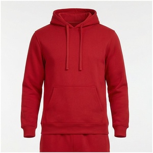 Men's <b>Red</b> <b>Hoodie</b> Full Sleeve Solid Color Casual Breathable Cotton Hooded Sweatshirt Regular Fit Autumn Wear - Product Image 1