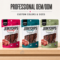 Sachets personnalisés refermables avec fermeture éclair et fentes de déchirement pour viande séchée, avec fenêtre, pour emballages de snacks à base de viande