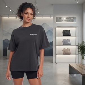 เสื้อยืดออกกำลังกายผู้หญิงทรงโอเวอร์ไซส์ REXFITSPORTS 2026 แบบสั่งทำพิเศษ ทรงหลวม แขนสั้น เสื้อฟิตเนสออกกำลังกาย แบรนด์ส่วนตัว ชุดออกกำลังกาย - Product Image 1