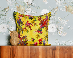 Vintage Kantha Pillow <b>Cover</b> Cotton Cushion Handmade Eco-Friendly Reversible washable Customizable Boho Decorative <b>Sofa</b> - Product Image 1