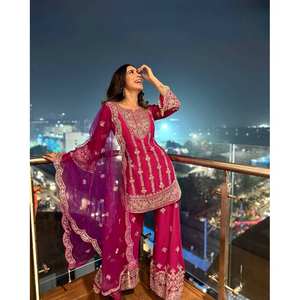 Belle fête porter haut-bas et Dupatta ensemble taille XL look élégant - Product Image 6