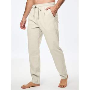 Pantalones de Playa de Verano de Algodón Personalizados para Hombre, Cintura Elástica con Cordón, Cremallera, Ligeros, Casuales, con Bolsillos, Personalizables - Product Image 2