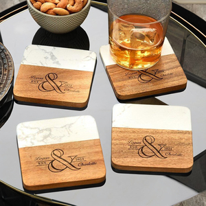 Modern Design Wooden Drink Coasters Set of 4 for Tea Cups <b>Coffee</b> Mugs Beer <b>Cans</b> Bar Tumblers and Water Glasses - Product Image 5