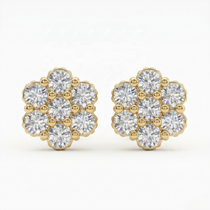 10.60mm Floral Cluster Moissanite <b>Stud</b> <b>Earrings</b> 925 Sterling Silver Gold Plated Iced Brilliant Cut Luxury Wedding & Party Gift - Product Image 2