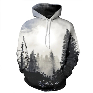 Sudadera con Capucha para Hombre, Diseño 3D Bosque Invernal, Corte Regular, Informal, Poliéster/Algodón, Forro Polar, Resistente al Viento, Ecológica, Transpirable - Product Image 1