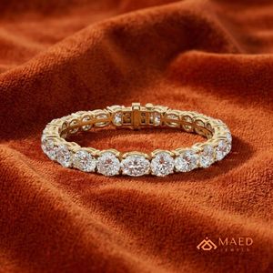 กำไลข้อมือทองคำประดับมอสซาไนต์สำหรับผู้หญิง สร้อยข้อมือแบบโซ่และแบบเชื่อมต่อ แฟชั่นเครื่องประดับหรูหรา ของขวัญวันครบรอบแต่งงาน อุปกรณ์เสริม - Product Image 2
