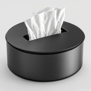 Boîte à mouchoirs en métal noir mat avec finition premium pour la décoration moderne de la maison, les tables à manger, les bureaux et les intérieurs de luxe - Product Image 2