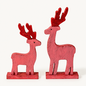 Ensemble de Décoration de Noël Moderne en Bois en Forme de Renne |   Figurines de table festives artisanales, écologiques, durables et multi-tailles - Product Image 1