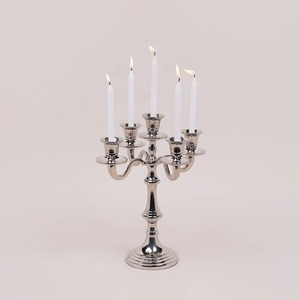 Stainless Steel Candelabra 5 Arm Candle <b>Holder</b> Durable Home Decoration Wedding Use Silver Color Modern Classic Design - Product Image 2
