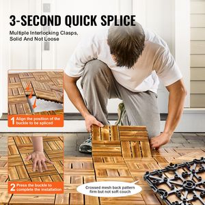 Set di 10 Piastrelle Incastrabili 30x30cm, Pavimentazione in Legno di Pino Canforato Impermeabile per Tutte le Condizioni Atmosferiche, per Patio e Terrazza - Fai da Te - Product Image 5