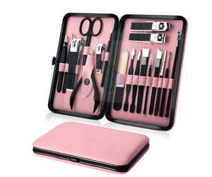 Kit de Manicura de Lujo de 18 Piezas con Logotipo Personalizado, Juego de Cuidado Personal de Acero Inoxidable Resistente, Cortaúñas Profesional de 18 Piezas - Product Image 1